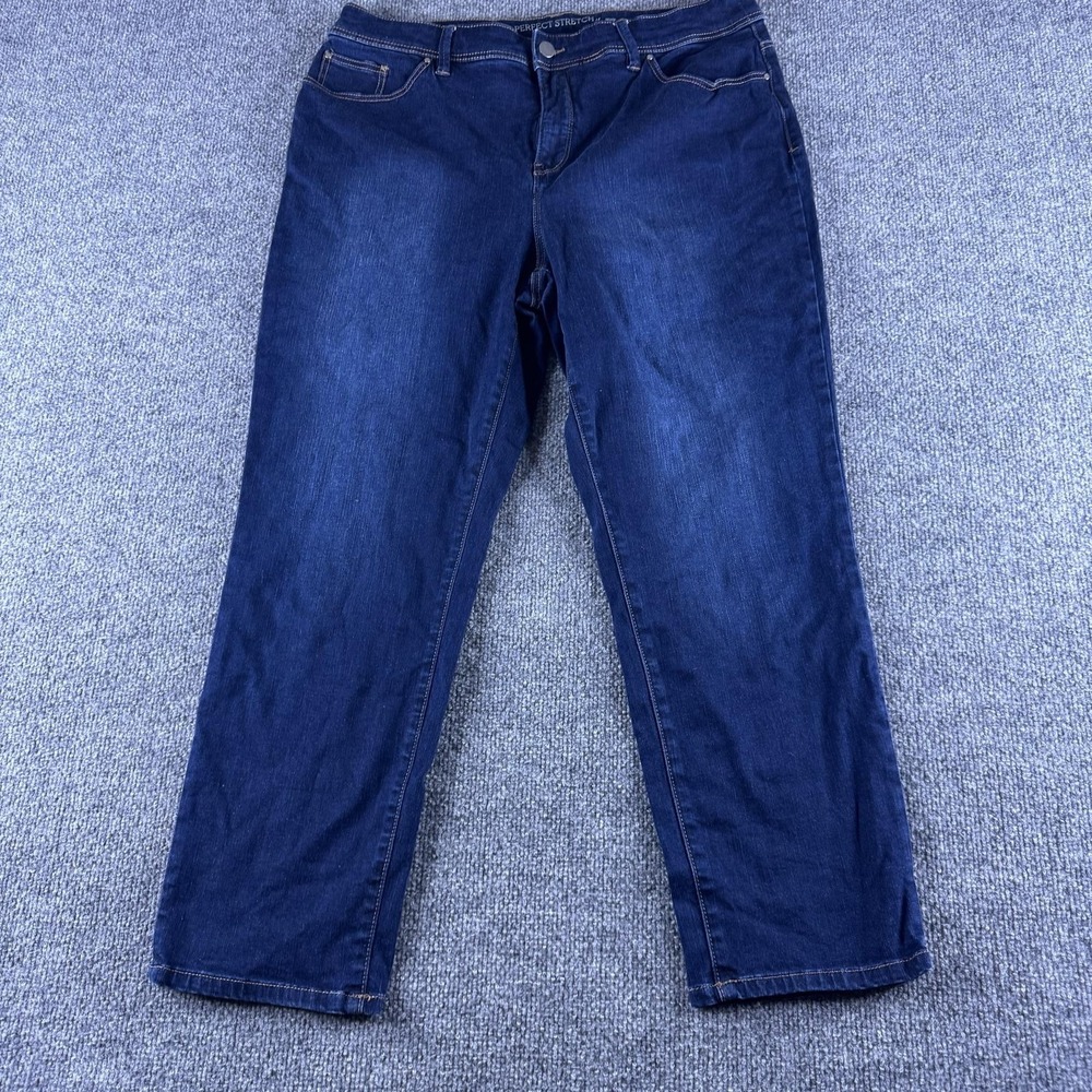 Chicos Jeans‎ Womens 2 Blue Dark Wash Crop Perfect Stretch Denim Zip Fly